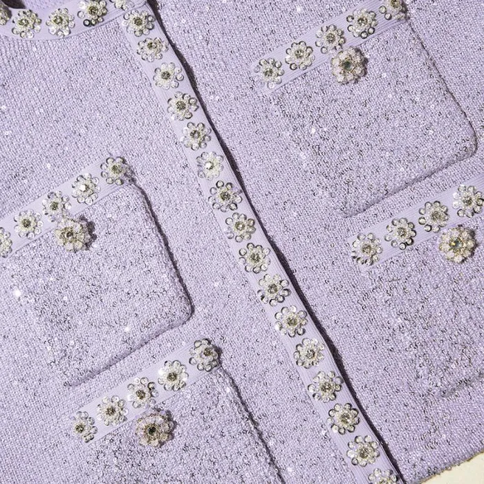 Knitwear Woman SelfPortrait Lilac Sequin Knit Cardigan Knitwear Woman SelfPortrait Lilac Sequin Knit Cardigan