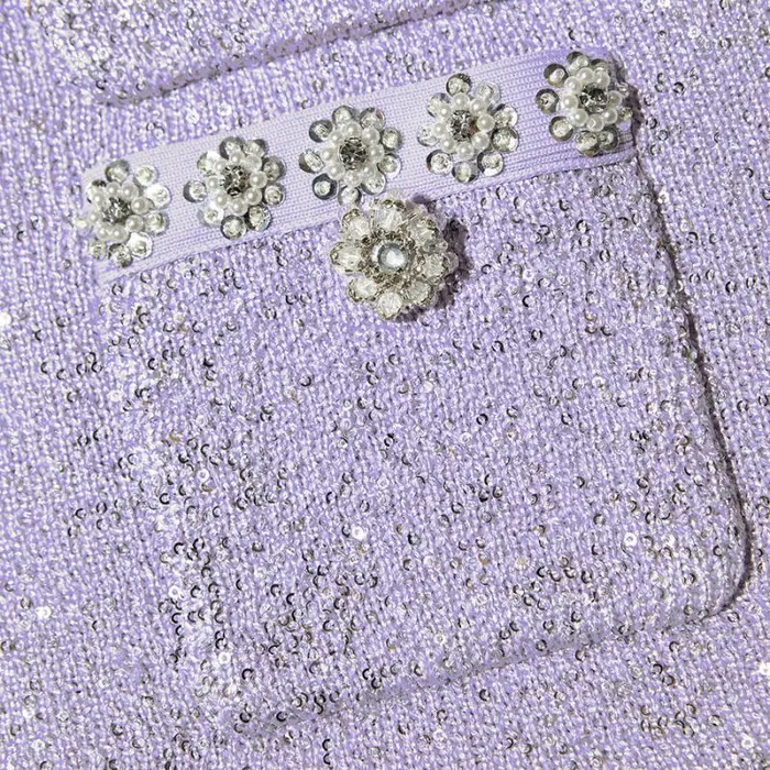 Knitwear Woman SelfPortrait Lilac Sequin Knit Cardigan Knitwear Woman SelfPortrait Lilac Sequin Knit Cardigan