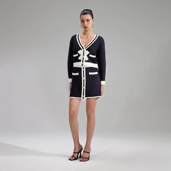 Knitwear Woman SelfPortrait Navy Cotton Knit Mini Skirt Knitwear Woman SelfPortrait Navy Cotton Knit Mini Skirt