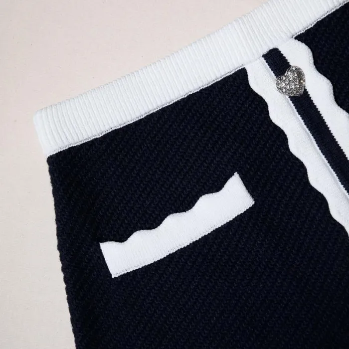Knitwear Woman SelfPortrait Navy Cotton Knit Mini Skirt Knitwear Woman SelfPortrait Navy Cotton Knit Mini Skirt