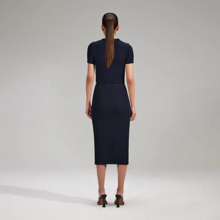Knitwear Woman SelfPortrait Navy Knit Midi Skirt Knitwear Woman SelfPortrait Navy Knit Midi Skirt