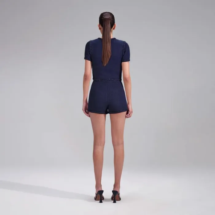 Knitwear Woman SelfPortrait Navy Knit Midi Skirt Knitwear Woman SelfPortrait Navy Knit Midi Skirt
