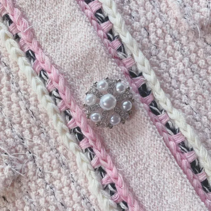 Knitwear Woman SelfPortrait Pink Melange Knit Cardigan Knitwear Woman SelfPortrait Pink Melange Knit Cardigan
