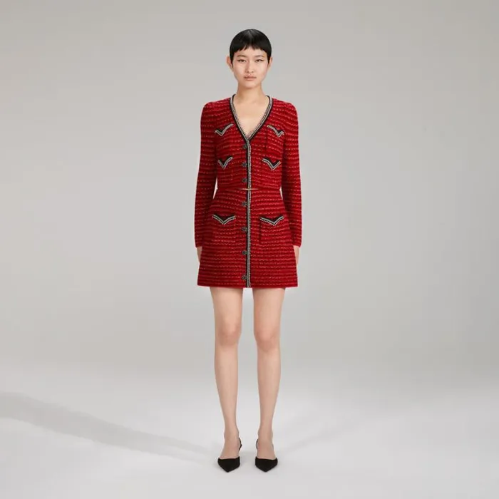 Knitwear Woman SelfPortrait Red Knit Melange Skirt