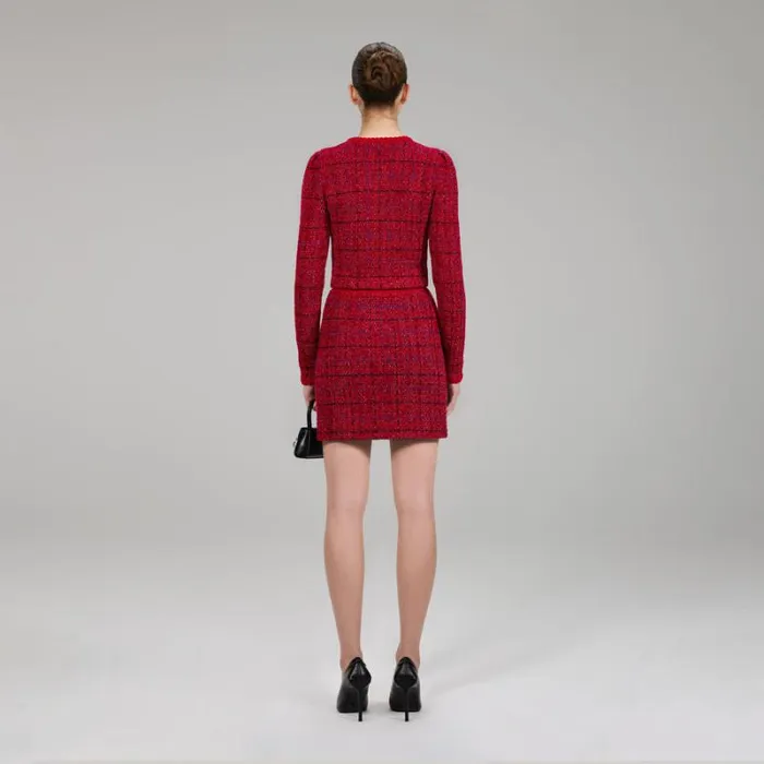 Knitwear Woman SelfPortrait Red Knit Melange Skirt Knitwear Woman SelfPortrait Red Knit Melange Skirt