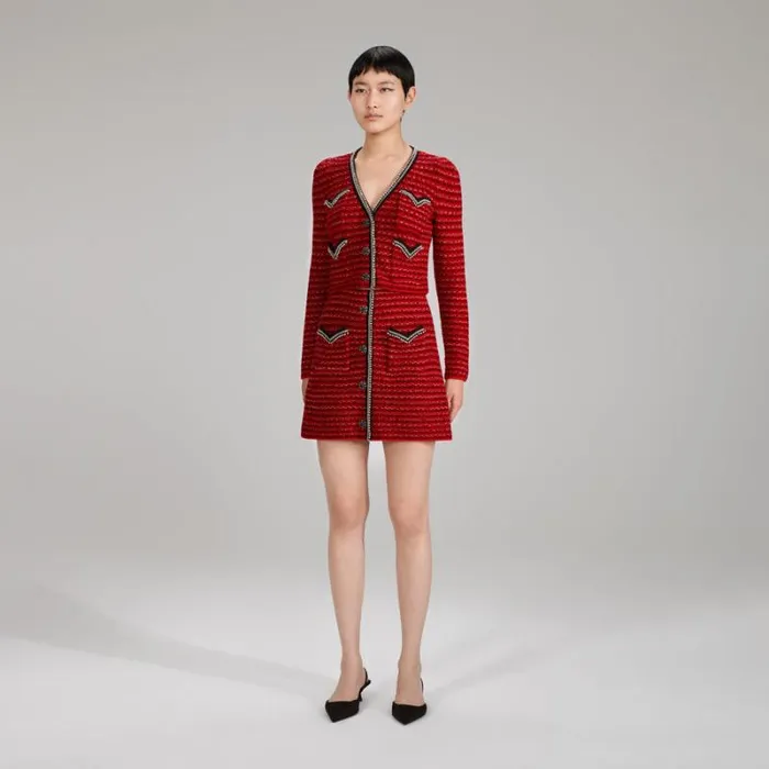 Knitwear Woman SelfPortrait Red Knit Melange Skirt Knitwear Woman SelfPortrait Red Knit Melange Skirt
