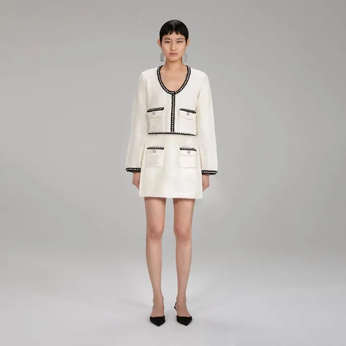 Knitwear Woman SelfPortrait White Knit Mini Skirt