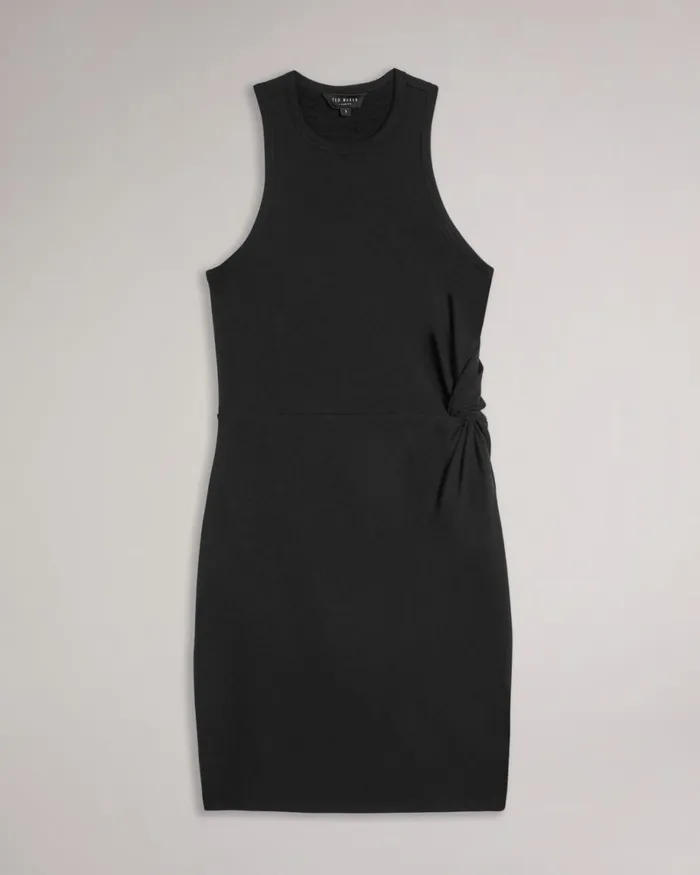 Knot Front Jersey Dress Black Women Ted Baker Clothing