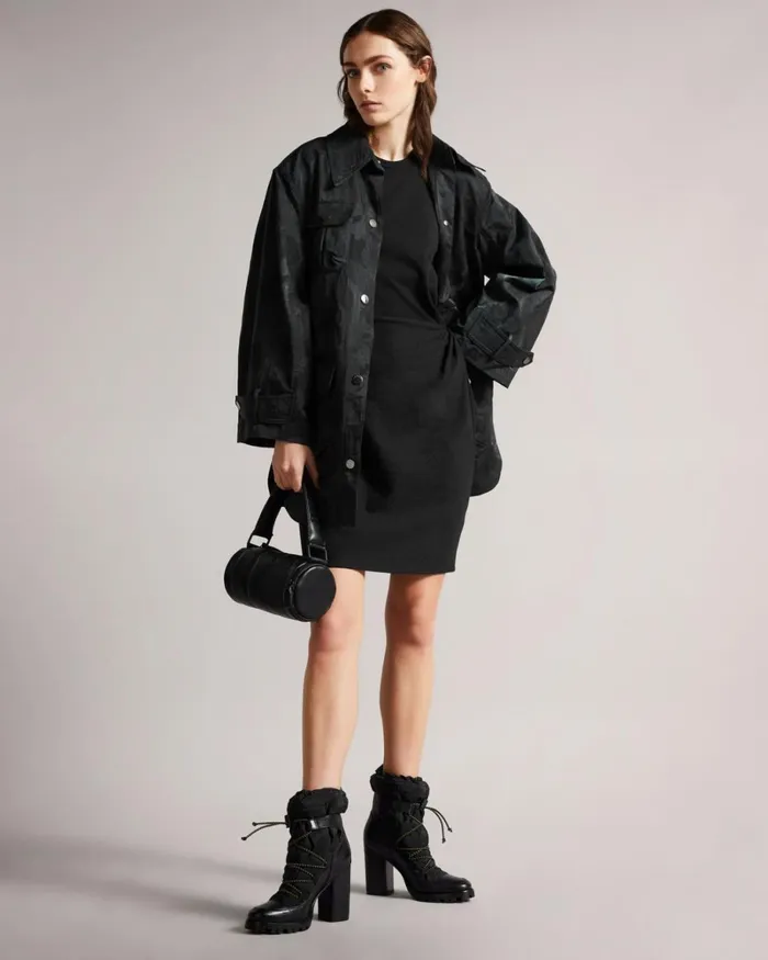 Knot Front Jersey Dress Black Women Ted Baker Clothing Knot Front Jersey Dress Black Women Ted Baker Clothing