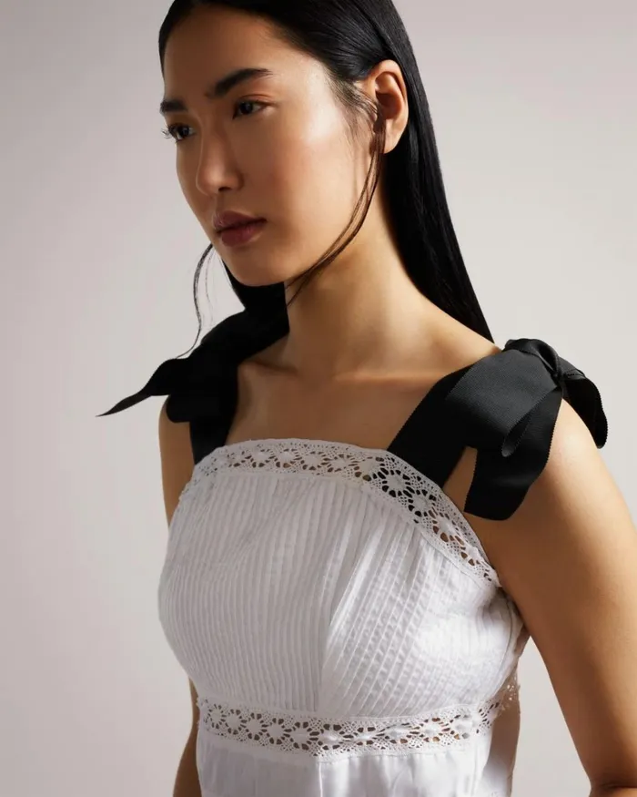 Lace Insert Peplum Top With Grosgrain Straps White Women Ted Baker Tops and TShirts Lace Insert Peplum Top With Grosgrain Straps White Women Ted Baker Tops and TShirts