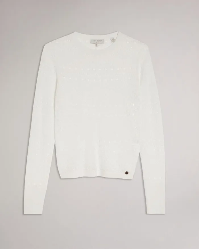 Lace Stitch Cropped Jumper White Women Ted Baker Tops and TShirts