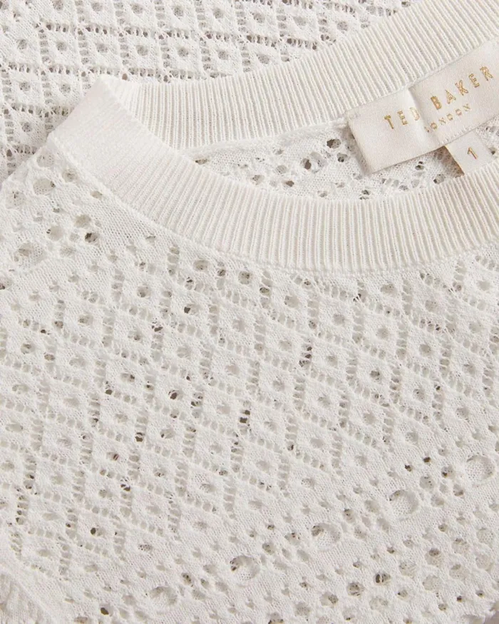 Lace Stitch Cropped Jumper White Women Ted Baker Tops and TShirts Lace Stitch Cropped Jumper White Women Ted Baker Tops and TShirts
