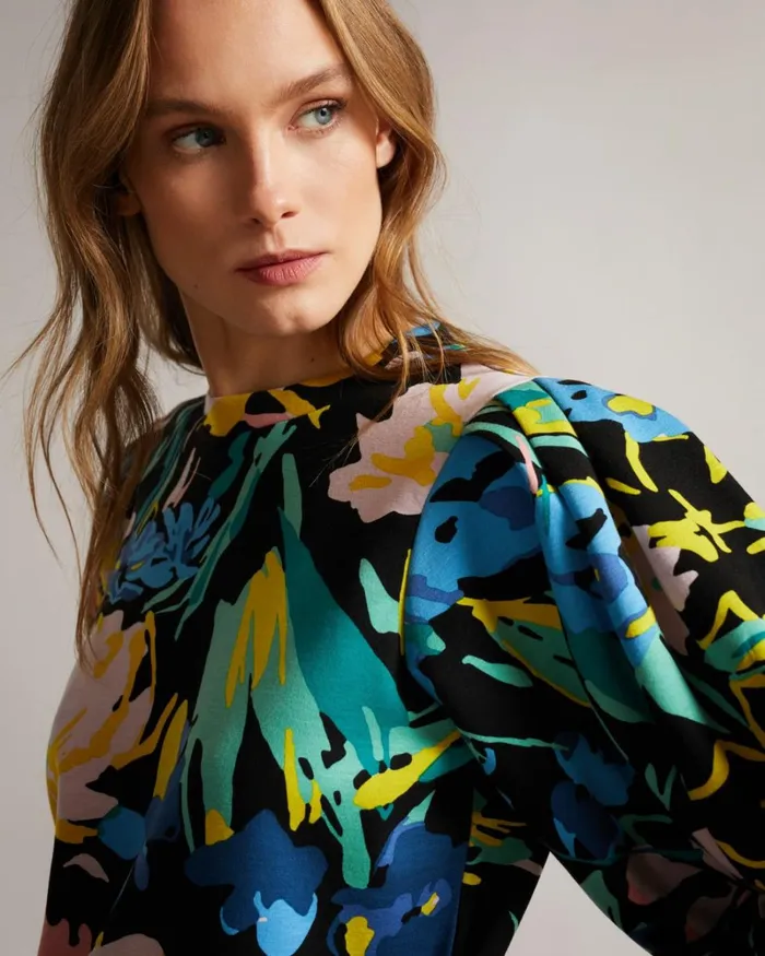 Large Sleeve Floral Jumper Black Women Ted Baker Tops and TShirts Large Sleeve Floral Jumper Black Women Ted Baker Tops and TShirts