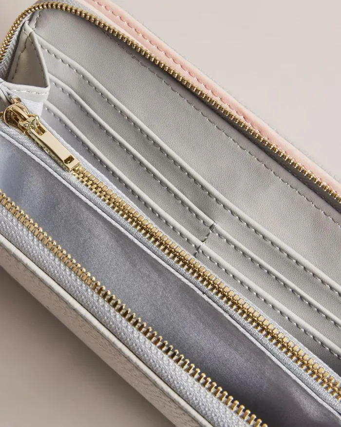 Large Zip Around Leather Purse Light Gray Women Ted Baker Wallets and Card Holders Large Zip Around Leather Purse Light Gray Women Ted Baker Wallets and Card Holders