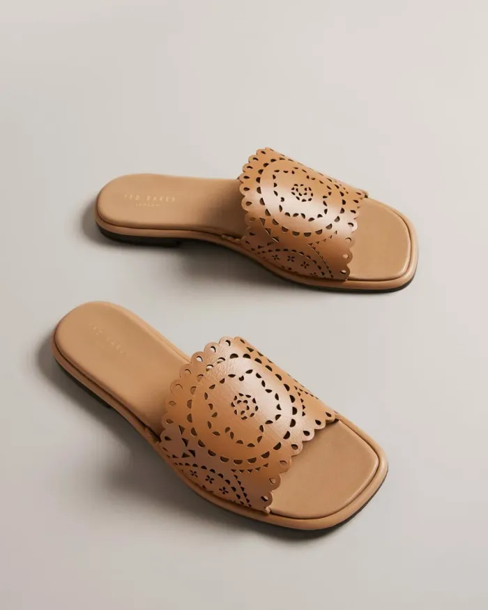 Laser Cut Flat Sandals Light Brown Women Ted Baker Sandals and Sliders Laser Cut Flat Sandals Light Brown Women Ted Baker Sandals and Sliders