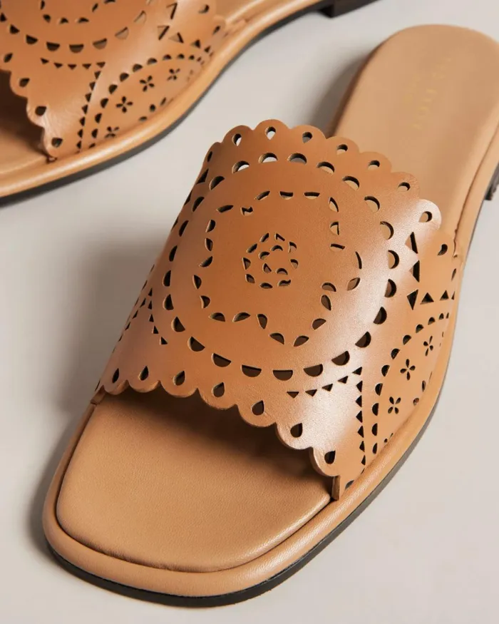 Laser Cut Flat Sandals Light Brown Women Ted Baker Sandals and Sliders Laser Cut Flat Sandals Light Brown Women Ted Baker Sandals and Sliders