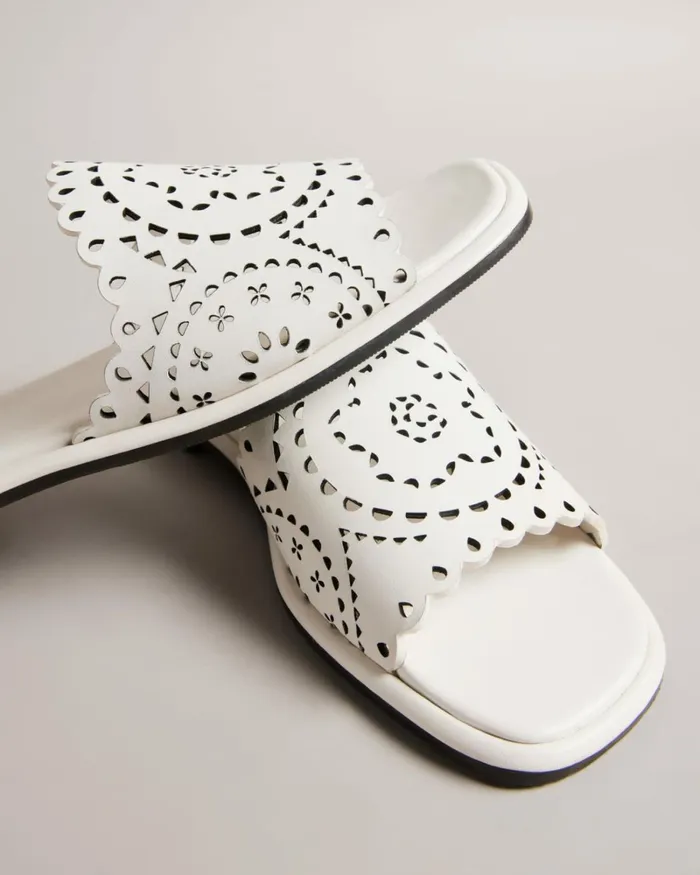 Laser Cut Flat Sandals White Women Ted Baker Sandals and Sliders Laser Cut Flat Sandals White Women Ted Baker Sandals and Sliders