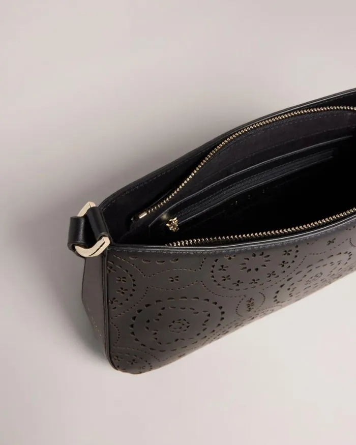 Laser Cut Magnolia Shoulder Bag Black Women Ted Baker Bags