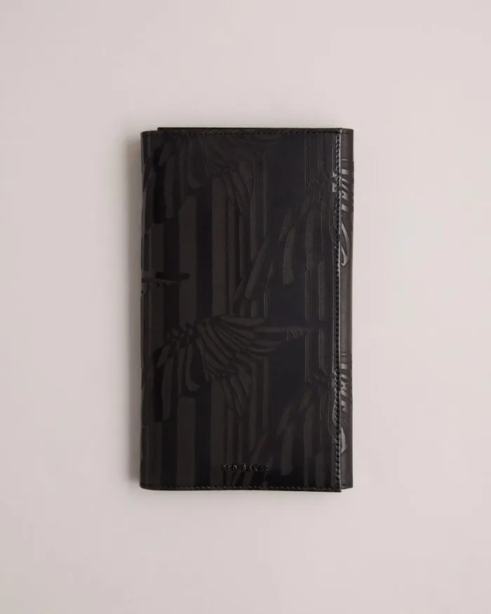 Laser Etched Leather Travel Wallet Black Men Ted Baker Wallets and Card Holders