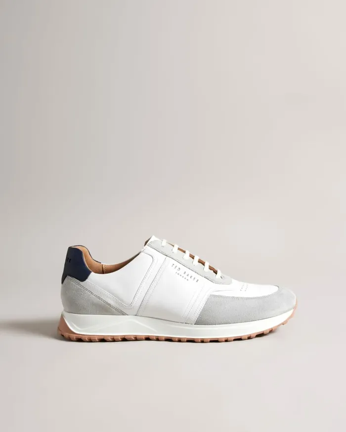 Leather And Suede T Trainers Navy Men Ted Baker Sneakers