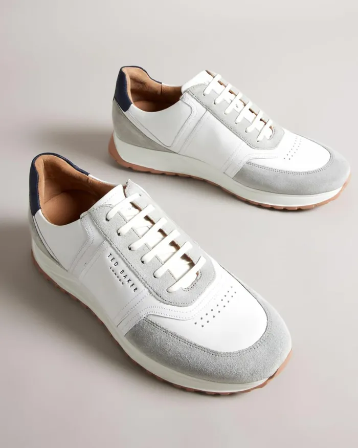 Leather And Suede T Trainers Navy Men Ted Baker Sneakers