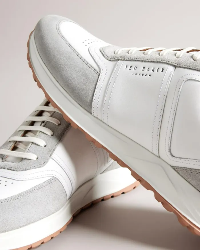 Leather And Suede T Trainers Navy Men Ted Baker Sneakers