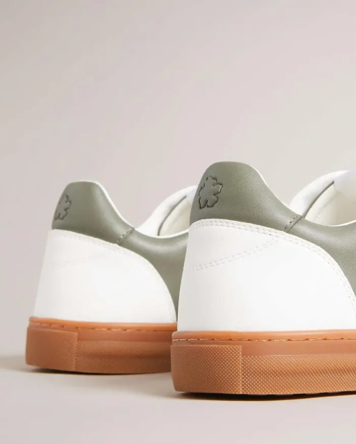 Leather And Suede Trainers Dark Green Men Ted Baker Sneakers
