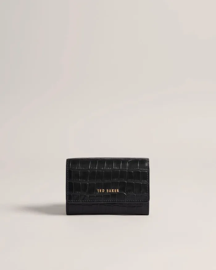 Leather Imitation Croc Purse Black Women Ted Baker Wallets and Card Holders