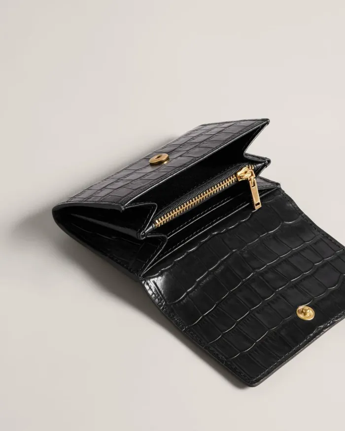 Leather Imitation Croc Purse Black Women Ted Baker Wallets and Card Holders