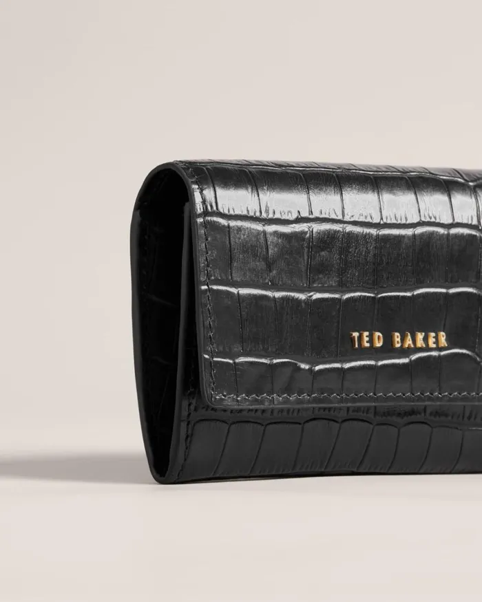 Leather Imitation Croc Purse Black Women Ted Baker Wallets and Card Holders