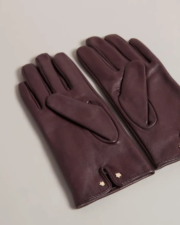 Leather Magnolia Gloves Deep Purple Women Ted Baker Gloves