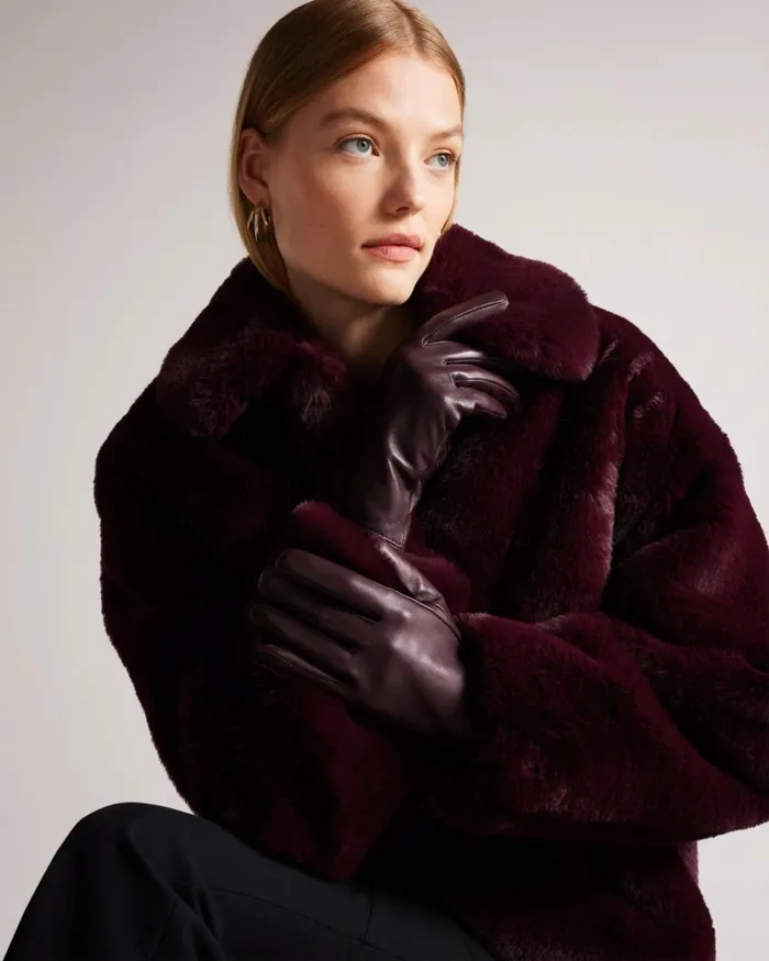 Leather Magnolia Gloves Deep Purple Women Ted Baker Gloves