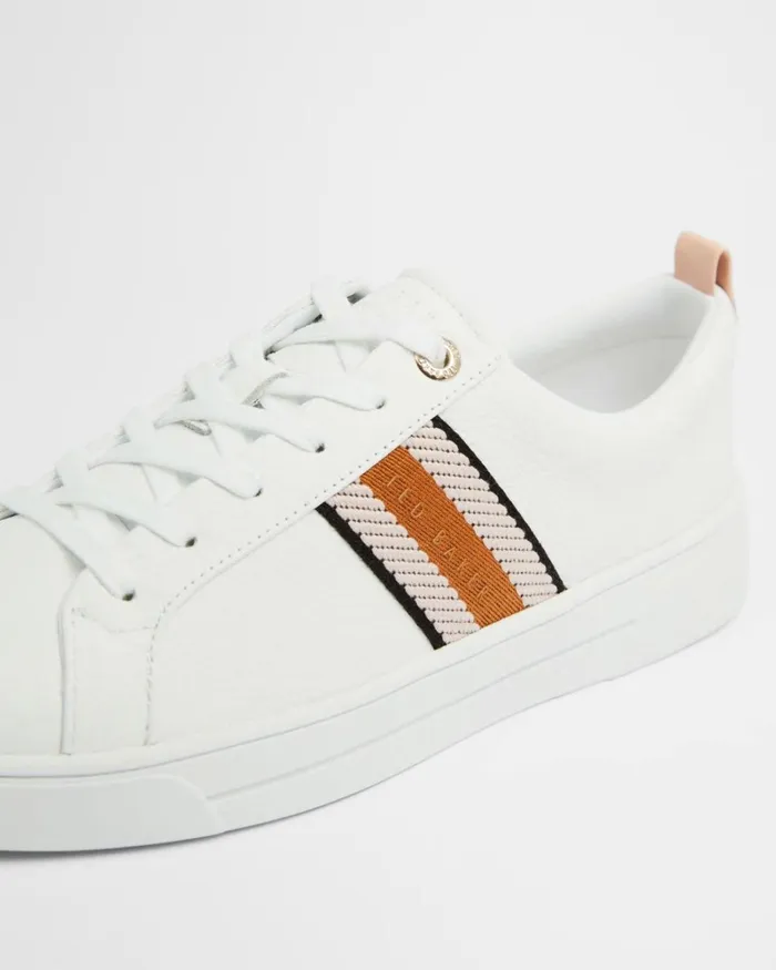 Leather Metallic Detail Webbing Trainers WhiteNavy Women Ted Baker Sneakers