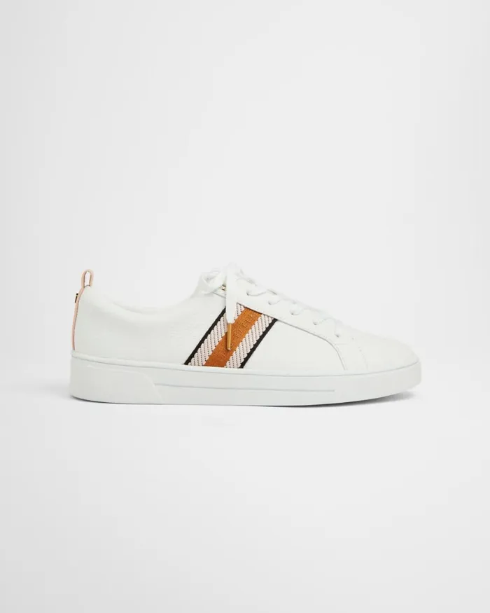 Leather Metallic Detail Webbing Trainers WhiteNavy Women Ted Baker Sneakers Leather Metallic Detail Webbing Trainers WhiteNavy Women Ted Baker Sneakers