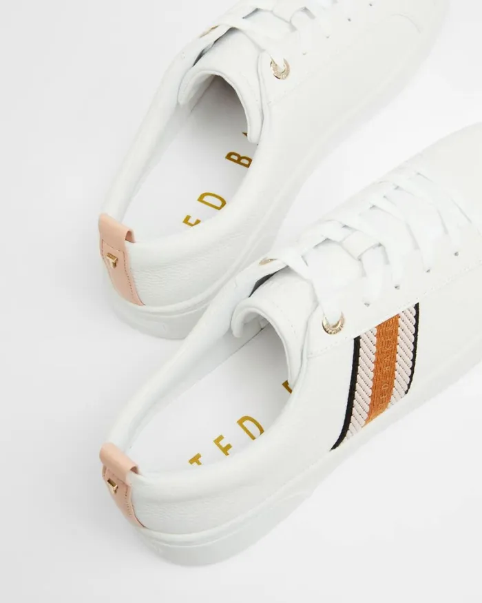 Leather Metallic Detail Webbing Trainers WhiteNavy Women Ted Baker Sneakers Leather Metallic Detail Webbing Trainers WhiteNavy Women Ted Baker Sneakers