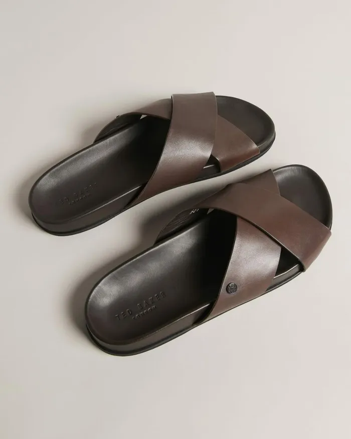 Leather Sandals Brown Men Ted Baker Sandals and Sliders