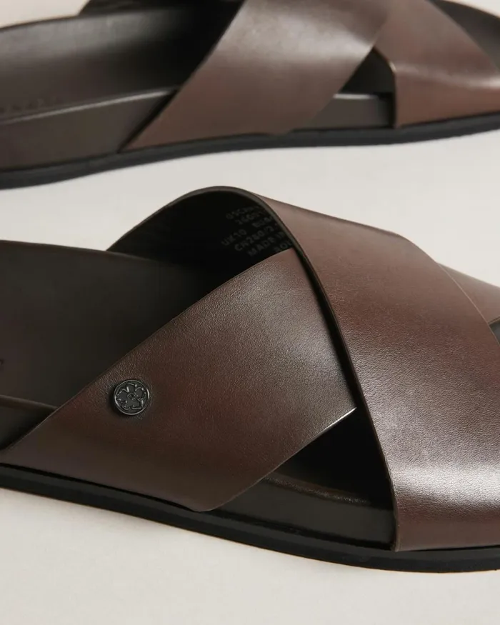 Leather Sandals Brown Men Ted Baker Sandals and Sliders