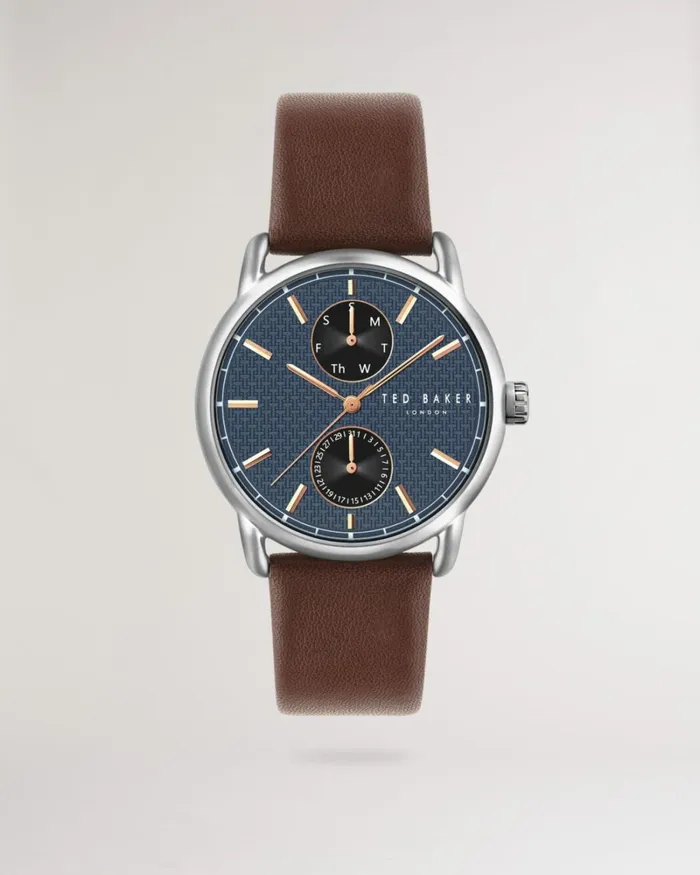 Leather Strap Monogram Watch Tan Men Ted Baker Watches and Jewelry