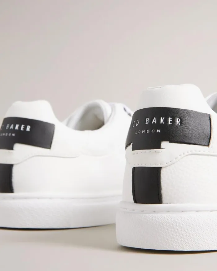 Leather Trainers With Webbing Detail White Men Ted Baker Sneakers