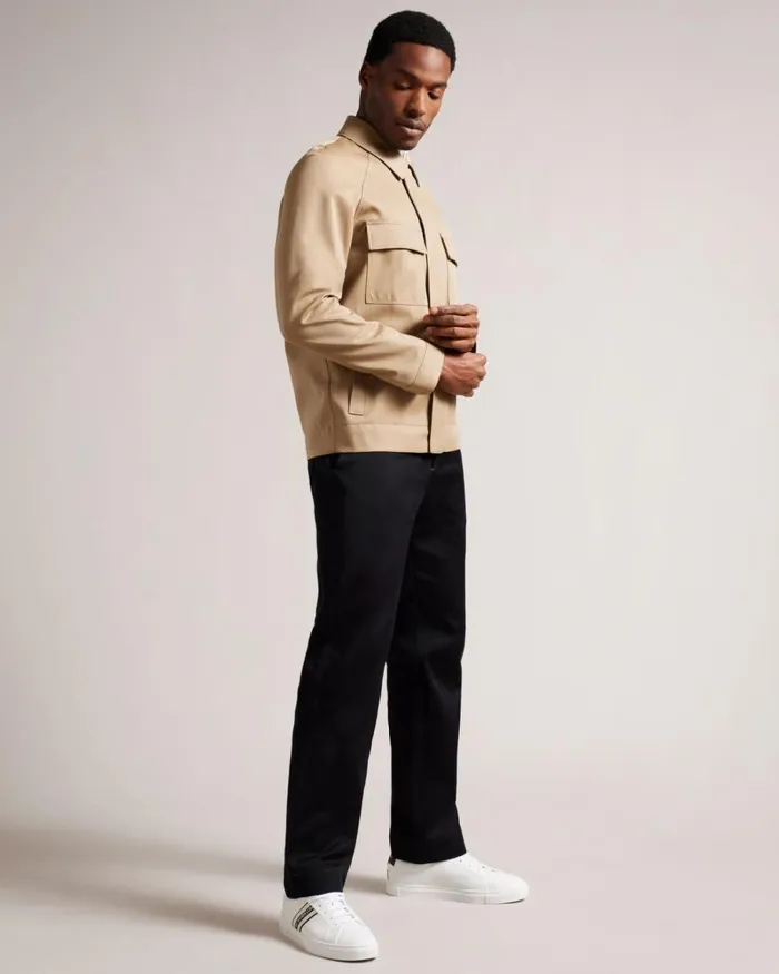 Leather Trainers With Webbing Detail White Men Ted Baker Sneakers