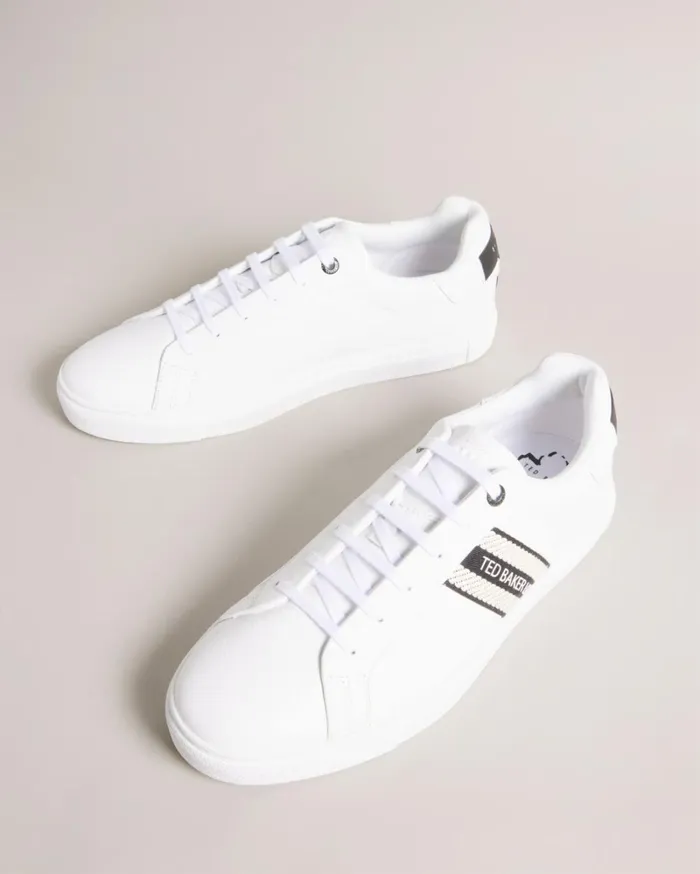 Leather Trainers With Webbing Detail White Men Ted Baker Sneakers