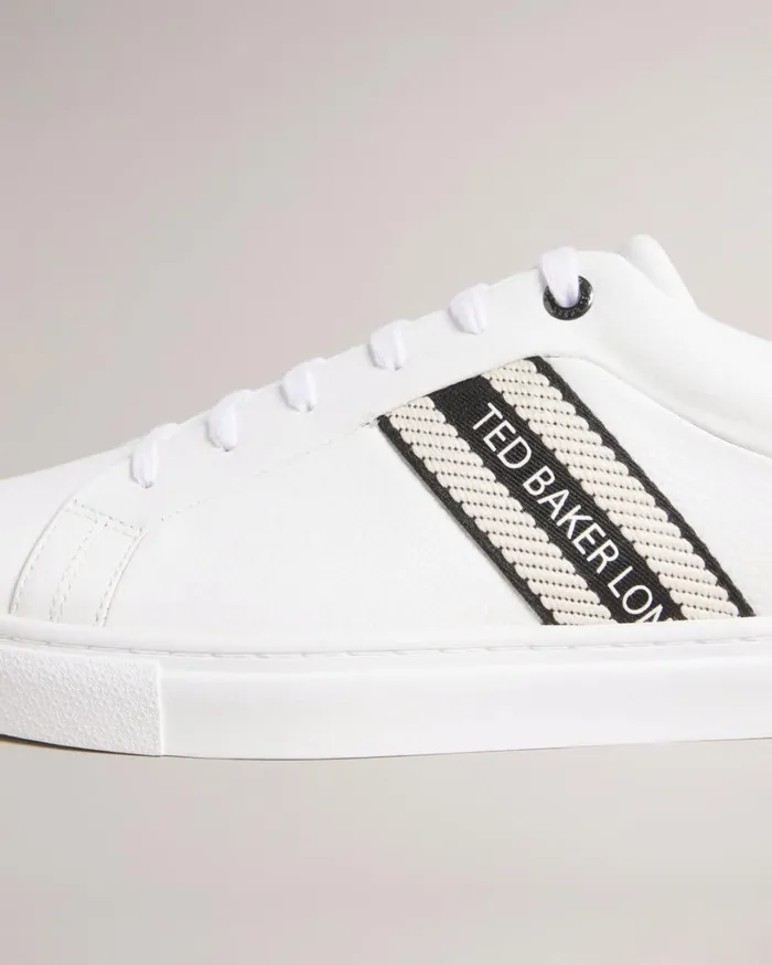 Leather Trainers With Webbing Detail White Men Ted Baker Sneakers