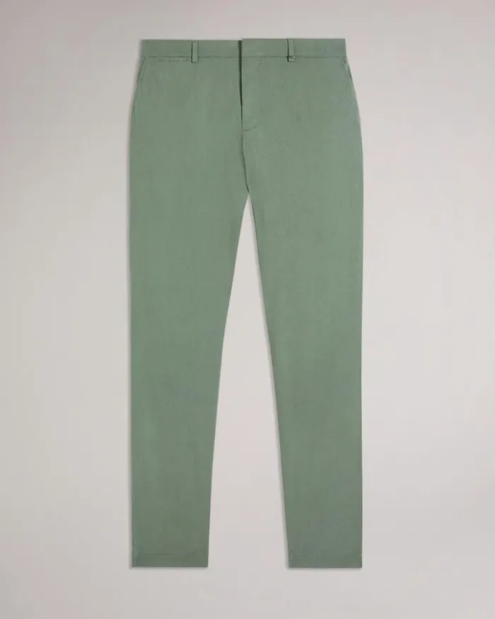 Linen Blend Elasticated Trousers Light Green Men Ted Baker Clothing