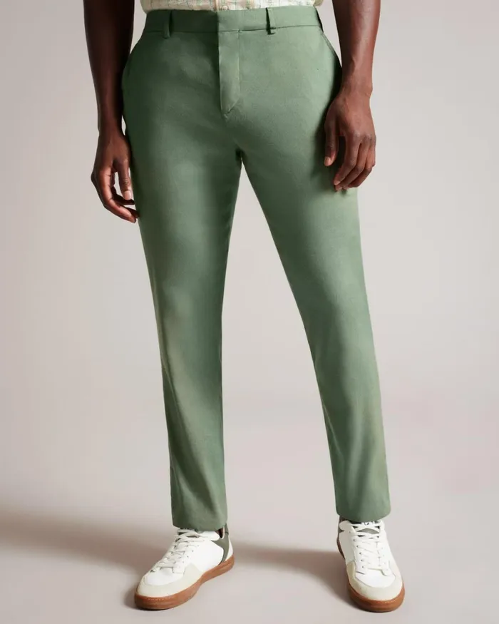 Linen Blend Elasticated Trousers Light Green Men Ted Baker Clothing Linen Blend Elasticated Trousers Light Green Men Ted Baker Clothing