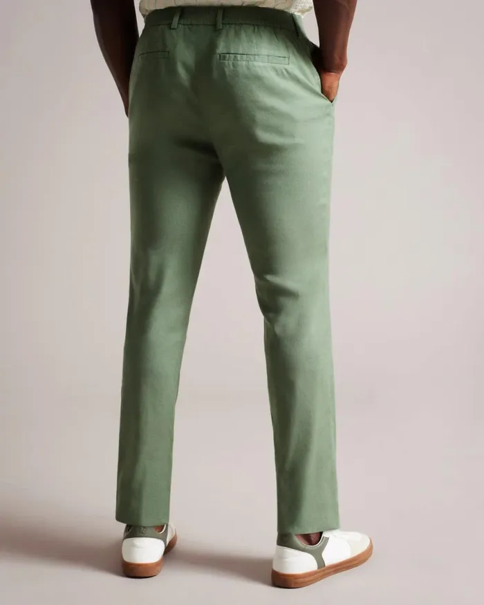 Linen Blend Elasticated Trousers Light Green Men Ted Baker Clothing Linen Blend Elasticated Trousers Light Green Men Ted Baker Clothing
