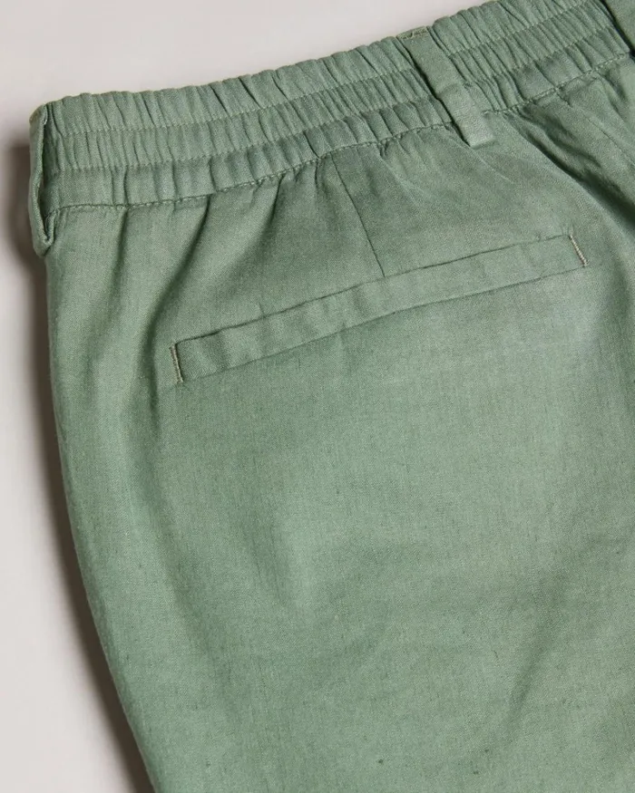 Linen Blend Elasticated Trousers Light Green Men Ted Baker Clothing Linen Blend Elasticated Trousers Light Green Men Ted Baker Clothing