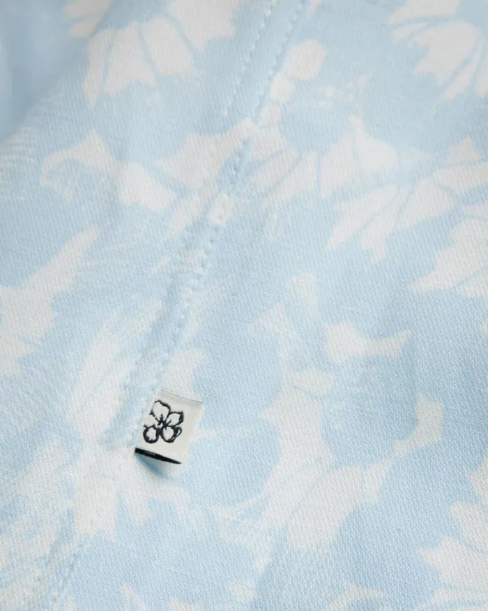 Linen Blend Floral Print Shirt Light Blue Men Ted Baker Clothing