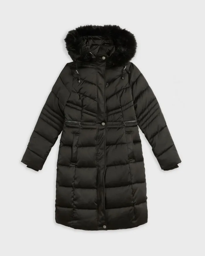 Long Belted Padded Coat Black Women Ted Baker Coats and Jackets