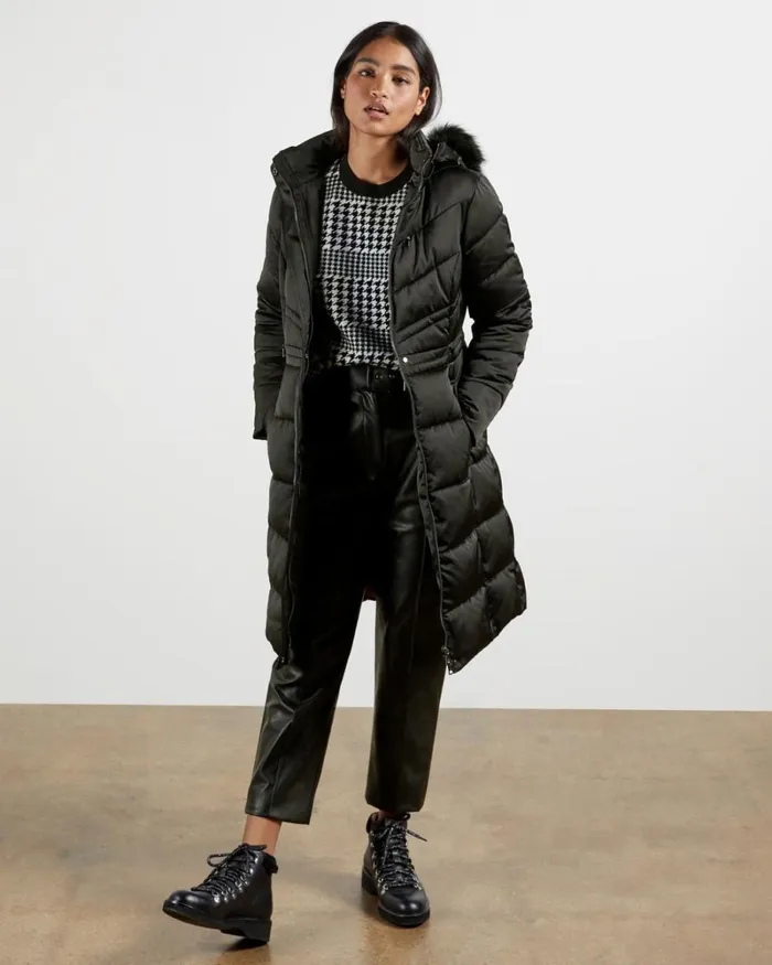 Long Belted Padded Coat Black Women Ted Baker Coats and Jackets Long Belted Padded Coat Black Women Ted Baker Coats and Jackets
