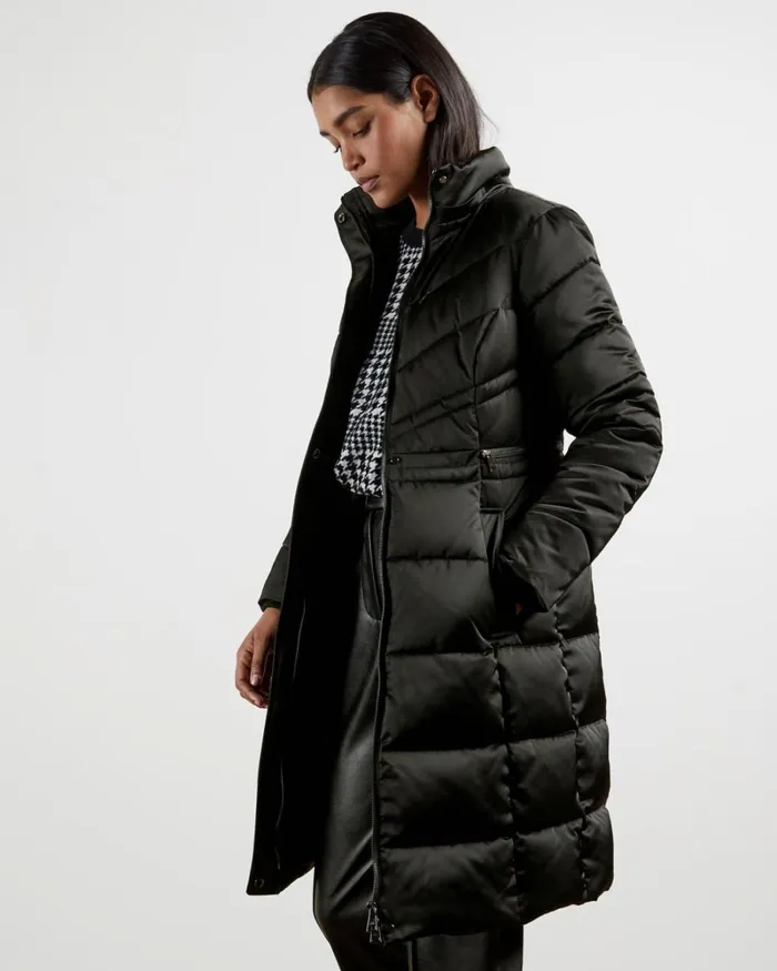 Long Belted Padded Coat Black Women Ted Baker Coats and Jackets Long Belted Padded Coat Black Women Ted Baker Coats and Jackets